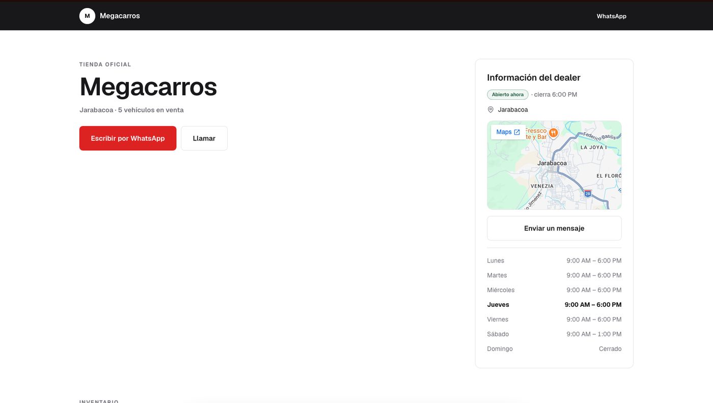 Tienda de un dealer en su propio subdominio